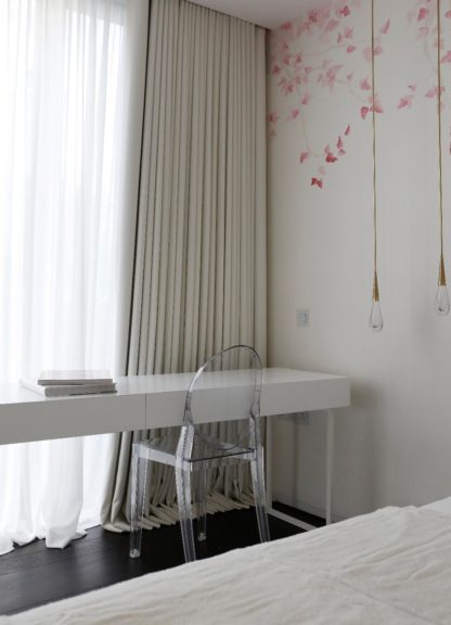 Curtain system, white & sheer curtains