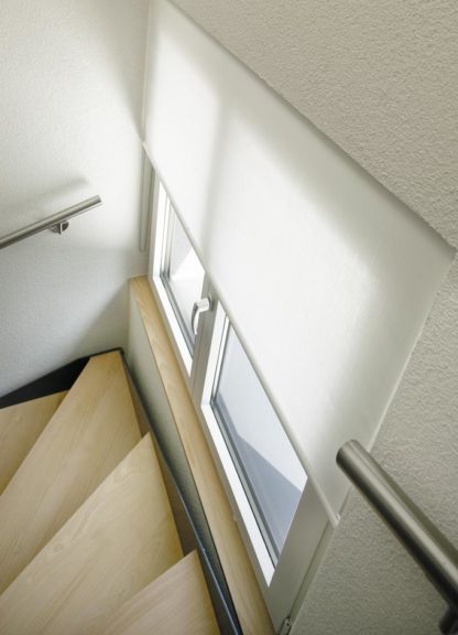 Roller blind, white, stairway