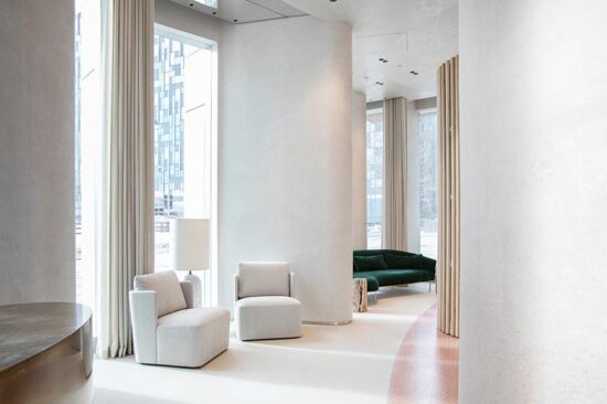 Floor lerngth made to measure curtains, Greenwich Peninsula